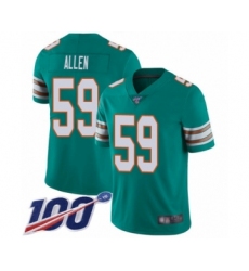 Men's Miami Dolphins #59 Chase Allen Aqua Green Alternate Vapor Untouchable Limited Player 100th Season Football Jersey