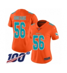 Women's Miami Dolphins #56 Davon Godchaux Limited Orange Inverted Legend 100th Season Football Jersey