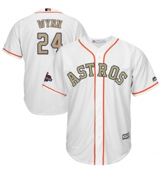 Men's Majestic Houston Astros #24 Jimmy Wynn Replica White 2018 Gold Program Cool Base MLB Jersey