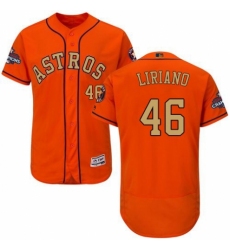Men's Majestic Houston Astros #46 Francisco Liriano Orange Alternate 2018 Gold Program Flex Base Authentic Collection MLB Jersey