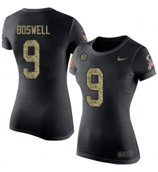 Women's Nike Pittsburgh Steelers #9 Chris Boswell Black Camo Salute to Service T-Shirt