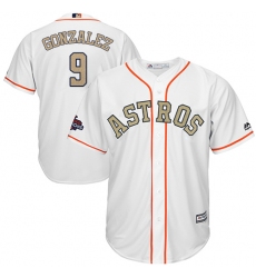 Men's Majestic Houston Astros #9 Marwin Gonzalez Replica White 2018 Gold Program Cool Base MLB Jersey