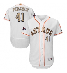 Men's Majestic Houston Astros #41 Brad Peacock White 2018 Gold Program Flex Base Authentic Collection MLB Jersey