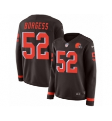 Women's Nike Cleveland Browns #52 James Burgess Limited Brown Therma Long Sleeve NFL Jersey