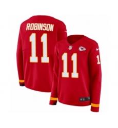Women's Nike Kansas City Chiefs #11 Demarcus Robinson Limited Red Therma Long Sleeve NFL Jersey