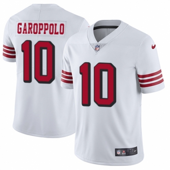 Men's Nike San Francisco 49ers #10 Jimmy Garoppolo Limited White Rush Vapor Untouchable NFL Jersey