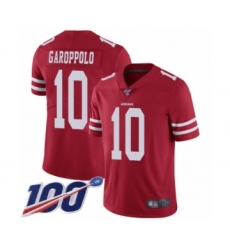 Men's San Francisco 49ers #10 Jimmy Garoppolo Red Team Color Vapor Untouchable Limited Player 100th Season Football Jersey