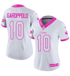 Women's Nike San Francisco 49ers #10 Jimmy Garoppolo Limited White/Pink Rush Fashion NFL Jersey