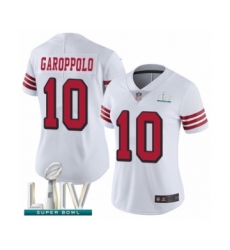 Women's San Francisco 49ers #10 Jimmy Garoppolo Limited White Rush Vapor Untouchable Super Bowl LIV Bound Football Jersey