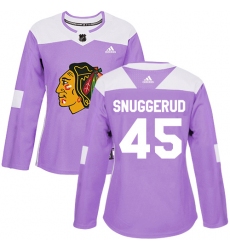 Women's Adidas Chicago Blackhawks #45 Luc Snuggerud Authentic Purple Fights Cancer Practice NHL Jersey