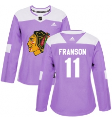 Women's Adidas Chicago Blackhawks #11 Cody Franson Authentic Purple Fights Cancer Practice NHL Jersey