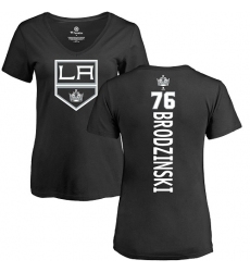 NHL Women's Adidas Los Angeles Kings #76 Jonny Brodzinski Black Backer T-Shirt