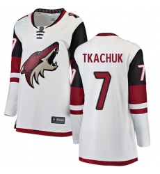 Women's Arizona Coyotes #7 Keith Tkachuk Authentic White Away Fanatics Branded Breakaway NHL Jersey