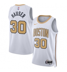 Men's Boston Celtics #30 Sam Hauser White 2025-26 City Edition Swingman Stitched Basketball Jersey