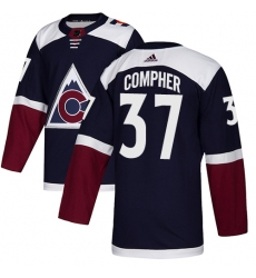 Youth Adidas Colorado Avalanche #37 J.T. Compher Authentic Navy Blue Alternate NHL Jersey