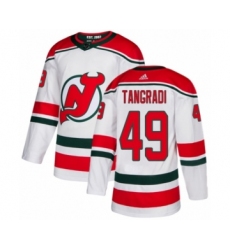 Men's Adidas New Jersey Devils #49 Eric Tangradi Authentic White Alternate NHL Jersey