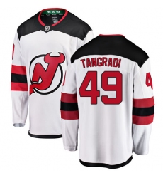 Men's New Jersey Devils #49 Eric Tangradi Fanatics Branded White Away Breakaway NHL Jersey