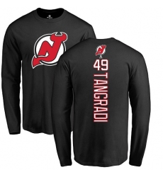 NHL Adidas New Jersey Devils #49 Eric Tangradi Black Backer Long Sleeve T-Shirt