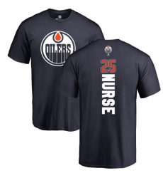 NHL Adidas Edmonton Oilers #25 Darnell Nurse Navy Blue Backer T-Shirt