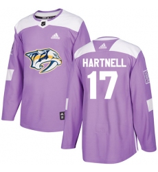 Men's Adidas Nashville Predators #17 Scott Hartnell Authentic Purple Fights Cancer Practice NHL Jersey