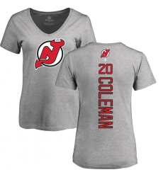 NHL Women's Adidas New Jersey Devils #20 Blake Coleman Ash Backer T-Shirt