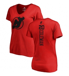 NHL Women's Adidas New Jersey Devils #20 Blake Coleman Red One Color Backer T-Shirt