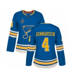 Women's St. Louis Blues #4 Carl Gunnarsson Authentic Navy Blue Alternate 2019 Stanley Cup Final Bound Hockey Jersey