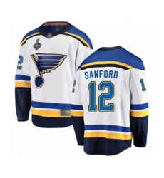 Youth St. Louis Blues #12 Zach Sanford Fanatics Branded White Away Breakaway 2019 Stanley Cup Final Bound Hockey Jersey