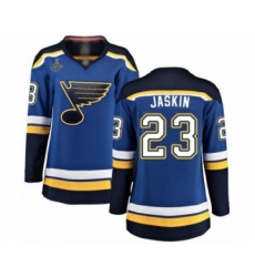 Women's St. Louis Blues #23 Dmitrij Jaskin Fanatics Branded Royal Blue Home Breakaway 2019 Stanley Cup Champions Hockey Jersey