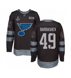 Men's St. Louis Blues #49 Ivan Barbashev Authentic Black 1917-2017 100th Anniversary 2019 Stanley Cup Champions Hockey Jersey