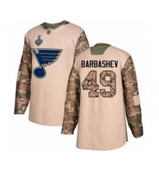 Men's St. Louis Blues #49 Ivan Barbashev Authentic Camo Veterans Day Practice 2019 Stanley Cup Final Bound Hockey Jersey