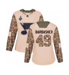 Women's St. Louis Blues #49 Ivan Barbashev Authentic Camo Veterans Day Practice 2019 Stanley Cup Final Bound Hockey Jersey