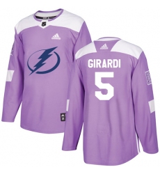 Men's Adidas Tampa Bay Lightning #5 Dan Girardi Authentic Purple Fights Cancer Practice NHL Jersey