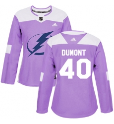 Women's Adidas Tampa Bay Lightning #40 Gabriel Dumont Authentic Purple Fights Cancer Practice NHL Jersey