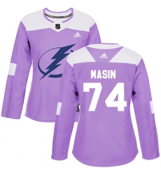 Women's Adidas Tampa Bay Lightning #74 Dominik Masin Authentic Purple Fights Cancer Practice NHL Jersey