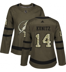 Women's Adidas Tampa Bay Lightning #14 Chris Kunitz Authentic Green Salute to Service NHL Jersey