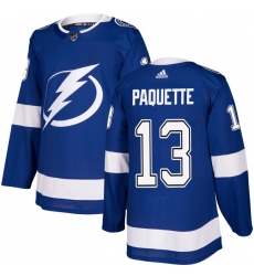 Men's Adidas Tampa Bay Lightning #13 Cedric Paquette Authentic Royal Blue Home NHL Jersey