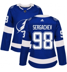 Women's Adidas Tampa Bay Lightning #98 Mikhail Sergachev Authentic Royal Blue Home NHL Jersey