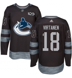 Men's Adidas Vancouver Canucks #18 Jake Virtanen Authentic Black 1917-2017 100th Anniversary NHL Jersey