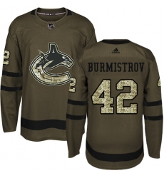 Youth Adidas Vancouver Canucks #42 Alex Burmistrov Premier Green Salute to Service NHL Jersey