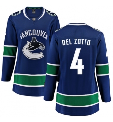 Women's Vancouver Canucks #4 Michael Del Zotto Fanatics Branded Blue Home Breakaway NHL Jersey