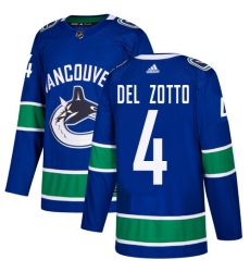 Youth Adidas Vancouver Canucks #4 Michael Del Zotto Authentic Blue Home NHL Jersey