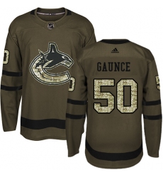 Men's Adidas Vancouver Canucks #50 Brendan Gaunce Authentic Green Salute to Service NHL Jersey