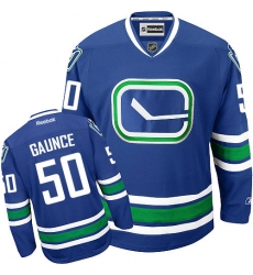 Youth Reebok Vancouver Canucks #50 Brendan Gaunce Authentic Royal Blue Third NHL Jersey