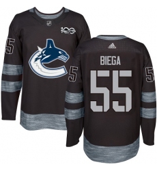 Men's Adidas Vancouver Canucks #55 Alex Biega Authentic Black 1917-2017 100th Anniversary NHL Jersey