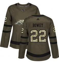 Women's Adidas Washington Capitals #22 Madison Bowey Authentic Green Salute to Service NHL Jersey