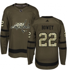 Youth Adidas Washington Capitals #22 Madison Bowey Premier Green Salute to Service NHL Jersey