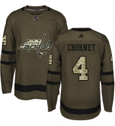 Men's Adidas Washington Capitals #4 Taylor Chorney Authentic Green Salute to Service NHL Jersey