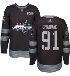 Men's Adidas Washington Capitals #91 Tyler Graovac Authentic Black 1917-2017 100th Anniversary NHL Jersey