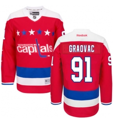 Youth Reebok Washington Capitals #91 Tyler Graovac Premier Red Third NHL Jersey